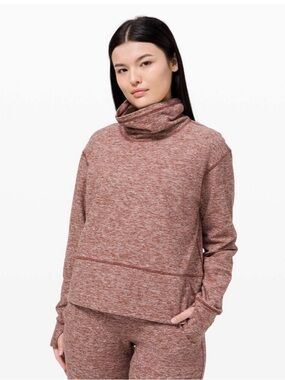 Lululemon Ready To Rulu Fleece Pullover In Heathered Burgundy size 8